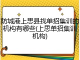 防城港上思县找单招集训的机构有哪些(上思单招集训机构)