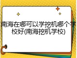 南海在哪可以学挖机哪个学校好(南海挖机学校)