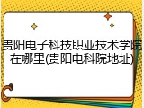 贵阳电子科技职业技术学院在哪里(贵阳电科院地址)