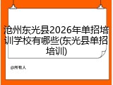 沧州东光县2026年单招培训学校有哪些(东光县单招培训)