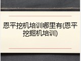 恩平挖机培训哪里有(恩平挖掘机培训)
