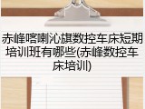 赤峰喀喇沁旗数控车床短期培训班有哪些(赤峰数控车床培训)