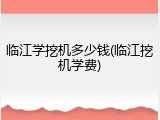 临江学挖机多少钱(临江挖机学费)