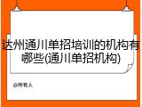 达州通川单招培训的机构有哪些(通川单招机构)