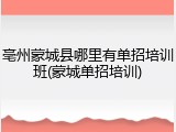 亳州蒙城县哪里有单招培训班(蒙城单招培训)