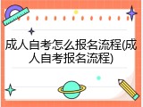 成人自考怎么报名流程(成人自考报名流程)