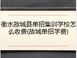衡水故城县单招集训学校怎么收费(故城单招学费)