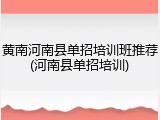 黄南河南县单招培训班推荐(河南县单招培训)