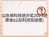 山东省科技进步奖2023进度表(山东科技奖进度)