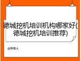 德城挖机培训机构哪家好(德城挖机培训推荐)