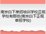 南京白下单招培训学校正规学校有那些(南京白下正规单招学校)