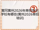 黄冈黄州2026年单招培训学校有哪些(黄州2026单招培训)