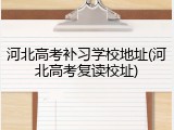 河北高考补习学校地址(河北高考复读校址)