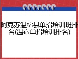 阿克苏温宿县单招培训班排名(温宿单招培训排名)