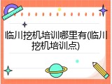 临川挖机培训哪里有(临川挖机培训点)