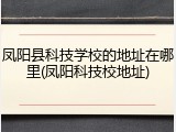 凤阳县科技学校的地址在哪里(凤阳科技校地址)