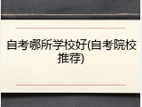 自考哪所学校好(自考院校推荐)