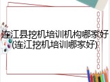 连江县挖机培训机构哪家好(连江挖机培训哪家好)