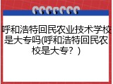 呼和浩特回民农业技术学校是大专吗(呼和浩特回民农校是大专？)