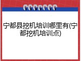 宁都县挖机培训哪里有(宁都挖机培训点)