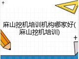 麻山挖机培训机构哪家好(麻山挖机培训)