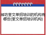 潍坊奎文单招培训的机构有哪些(奎文单招培训机构)