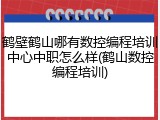 鹤壁鹤山哪有数控编程培训中心中职怎么样(鹤山数控编程培训)