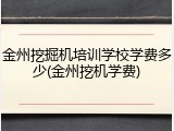 金州挖掘机培训学校学费多少(金州挖机学费)
