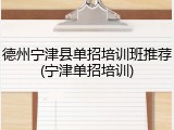德州宁津县单招培训班推荐(宁津单招培训)