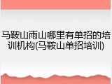 马鞍山雨山哪里有单招的培训机构(马鞍山单招培训)