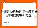 剑阁县挖机培训学校哪家好(剑阁挖机培训优选)