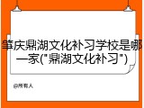 肇庆鼎湖文化补习学校是哪一家("鼎湖文化补习")