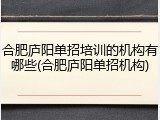 合肥庐阳单招培训的机构有哪些(合肥庐阳单招机构)