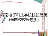 河南电子科技学校校长简历(豫电校校长履历)