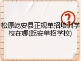 松原乾安县正规单招培训学校在哪(乾安单招学校)
