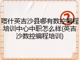 喀什英吉沙县哪有数控编程培训中心中职怎么样(英吉沙数控编程培训)