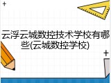 云浮云城数控技术学校有哪些(云城数控学校)