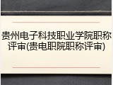 贵州电子科技职业学院职称评审(贵电职院职称评审)