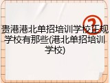 贵港港北单招培训学校正规学校有那些(港北单招培训学校)