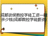 成都武侯数控学徒工资一般多少钱(成都数控学徒薪资)