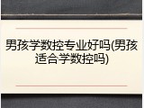 男孩学数控专业好吗(男孩适合学数控吗)