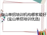 宝山单招培训机构哪家最好(宝山单招培训优选)