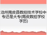沧州南皮县数控技术学校中专还是大专(南皮数控学校学历)