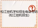 松江挖机学校招生电话号码(松江挖机招生)