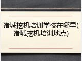 诸城挖机培训学校在哪里(诸城挖机培训地点)