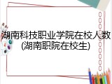 湖南科技职业学院在校人数(湖南职院在校生)