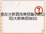 崇左大新县找单招集训的公司(大新单招培训)