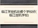 临江学挖机在哪个学校好(临江挖机学校)