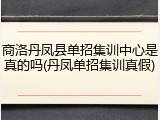 商洛丹凤县单招集训中心是真的吗(丹凤单招集训真假)