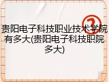 贵阳电子科技职业技术学院有多大(贵阳电子科技职院多大)